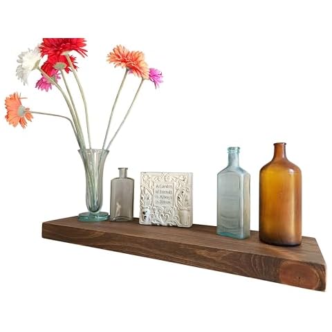 Joel's Antiques - 24 Inch Wooden Floating Shelves for Wall - Made of Natural Wood - Heavy Duty Rustic Wall Shelves for Bedroom - Perfect for Living Room, Kitchen - Medium Brown 24x8x2 Inches Cover