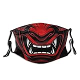 Cool Japanese Demon Face Mask Balaclava Reusable Masks For Adult Teens Kids, 2 Filters M