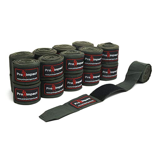 Pro Impact Mexican Style Boxing Handwraps 180" With Closure Elastic Hand & Wrist Support For Muay Thai Kickboxing Training Gym Workout Or Mma For Men & Women - Wholesale Handwraps (Army) #TOP2