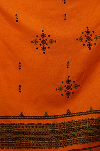 Image of Exotic India Women's Kutch Wool Shawl (SHV95--beige)