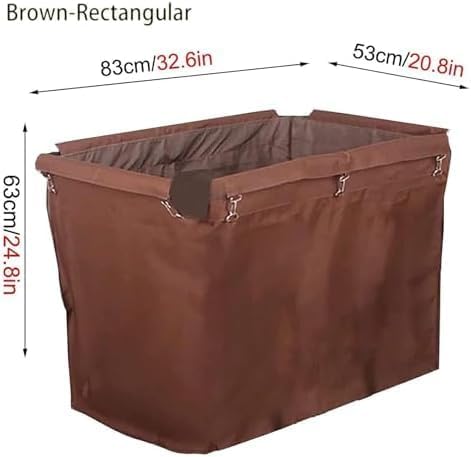 Durable Laundry Cart With Waterproof Liner, Removable Canvas Storage Bags For Rolling Basket And Utility Cart, Heavy-duty Oxford Cloth Organizer Brown-rectangle