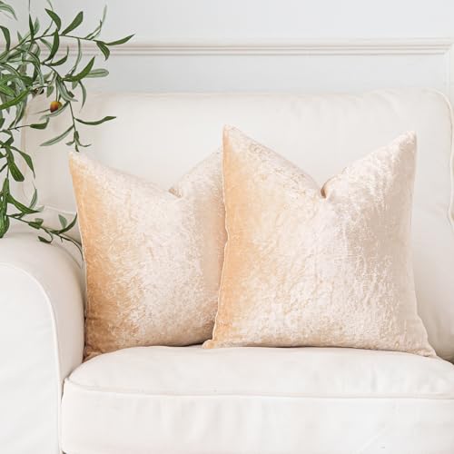 NiNi ALL Velour Throw Pillow Covers Champagne...