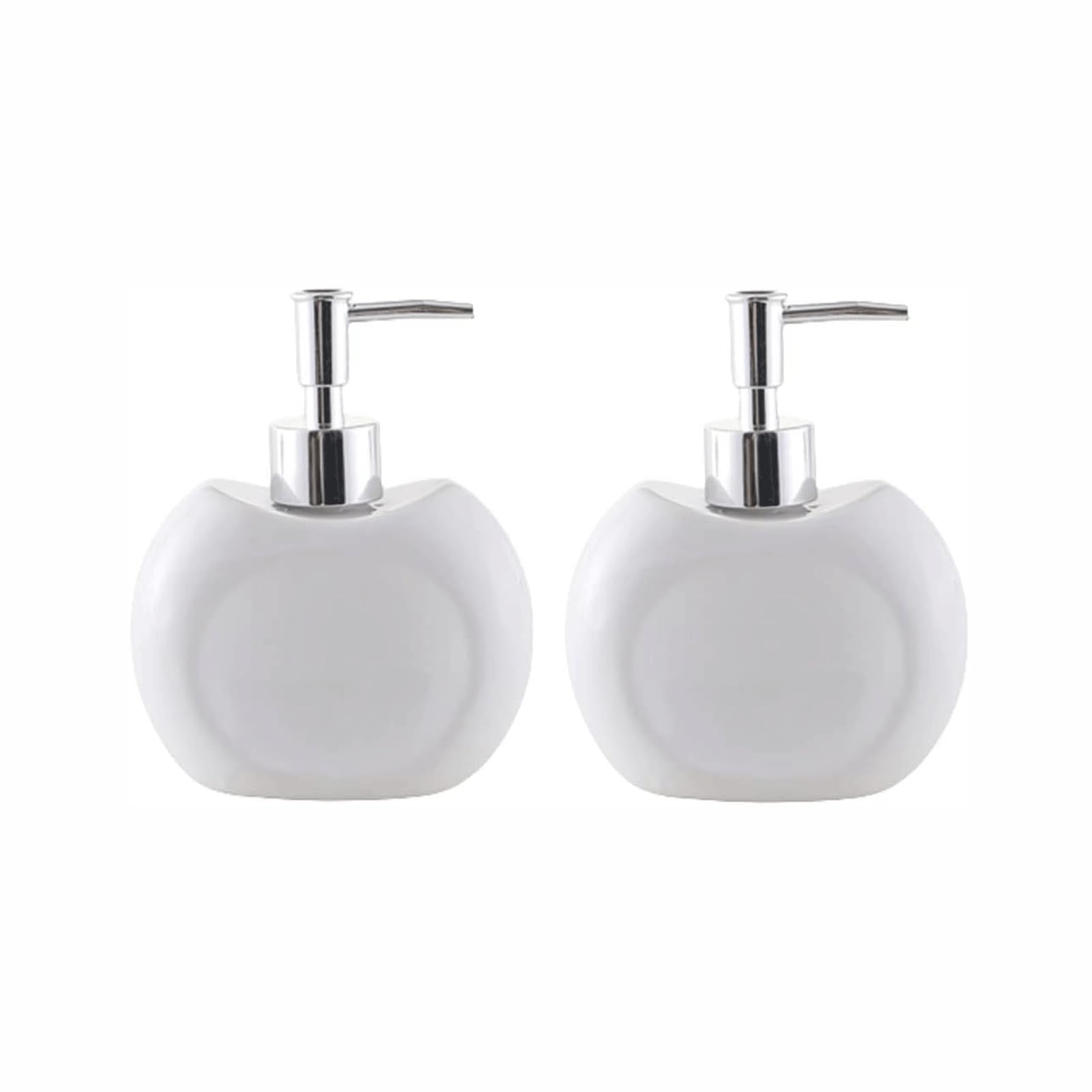 KEXYOAN Soap Dispenser Ceramic Liquid Dispensers with Silver Pump Lotion for Bathroom New Home Essentials(White-2)