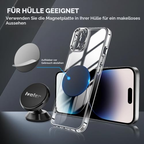 ivoler [2 Stücke] Handyhalter fürs Auto, Handyhalterung Auto Magnet, KFZ Magnet Handyhalter 360 Grad Einstellbare Smartphone Halterung Auto… – Ansicht 6