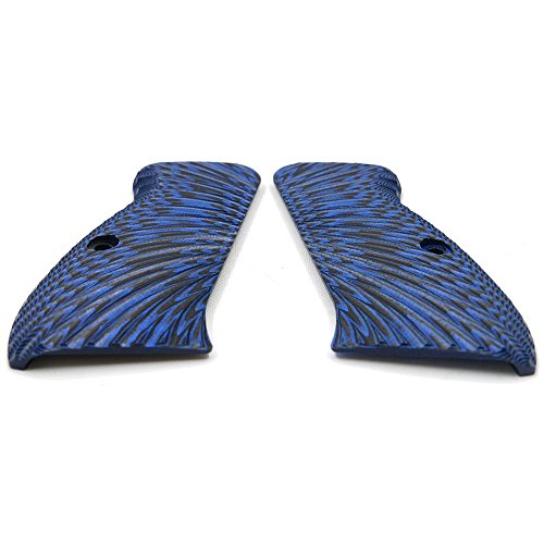 Cool Hand CZ 75 Compact G10 Grips, Sunburst Texture, Brand Blue/Black