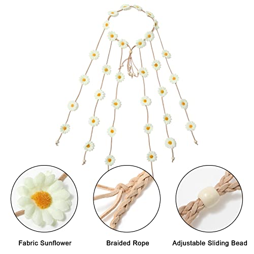 image for AWAYTR Flower Hippie Headband Floral Crown Behemain Sunflowers Beads A