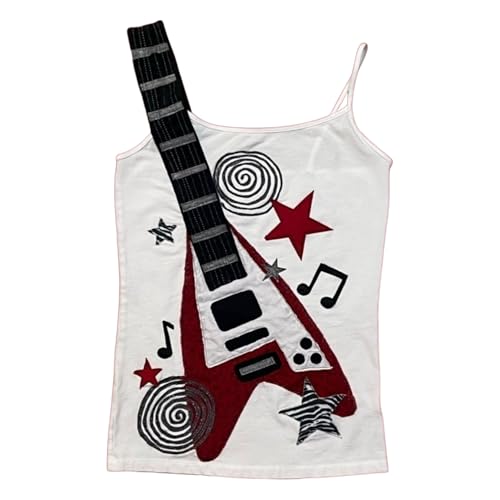 Punk Rock Concert Graphic Tank Top Summer Y2k Emo Grunge Clothes Cute Sleeveless Crop Spaghetti Strap Cami Top