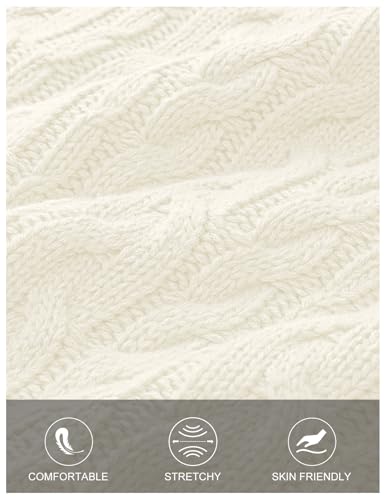 MEROKEETY Womens Fall Cable Knit Sweaters 2025 Long Lantern Sleeve Crewneck Chunky Loose Pullover Tops Winter Clothes4