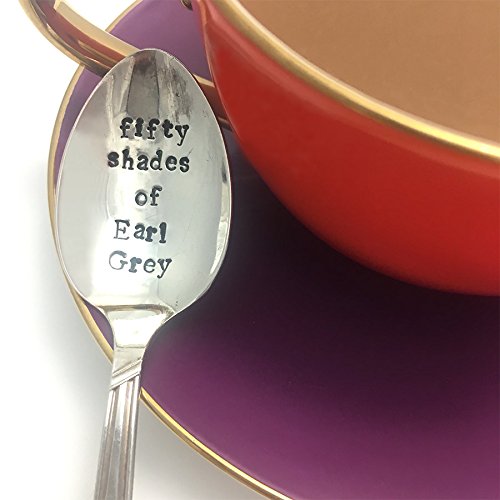 Fifty Shade Of Early Grey - Vintage Hand Stamped Silver Plated Tea Spoon