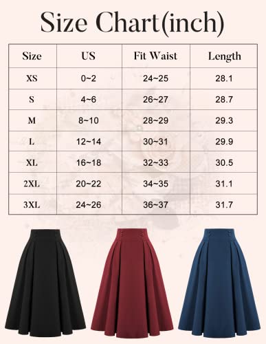 Belle Poque Plus Size Pleated A-Line Midi Skirt #TOP11