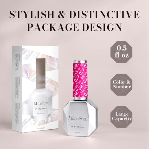 Image of MelodySusie Neon Pink Gel Nail Polish,0.5fl oz Bright Pink Nails Soak Off UV LED Hot Pink Gel Polish Gift for Women Nail Art Manicure Salon DIY Nail Design Decoration at Home-027