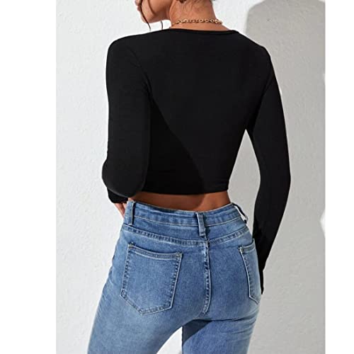 Image of GLARE & BLAIR Sweetheart Neck Lace Trim Long Sleeve Regular Fit Ribbed Tops for Women