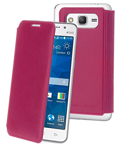 Muvit Made in Paris Crystal Etui Folio Luxe pour Samsung Galaxy Grand Prime Fuchsia