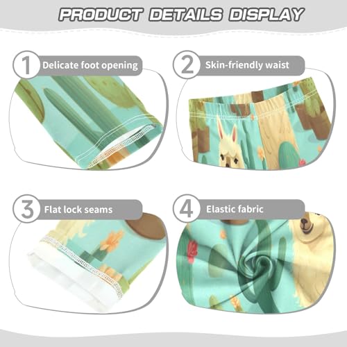 Bolaz Toddler Girls Leggings Printed Yoga Pants Leggings Yellow Alpaca Cactus for Kids3