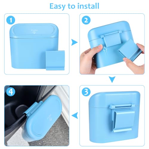 Image of Accmor Car Trash Can with Lid, 2 Pack Mini Vehicle Garbage Can, Leakproof Auto Dustbin with 30 Trash Bags, Garbage Container Bin for Car, SUV, Office (Blue)