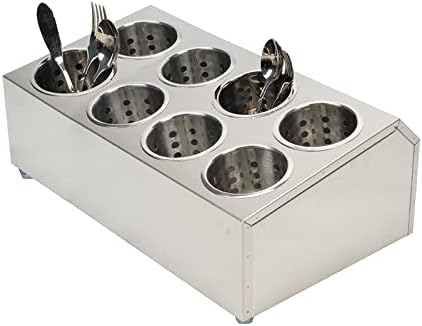 bimiti Kitchen Utensil Cutlery Holder Stainless Steel Utensil Crock Flatware Organizer Caddy for Table Countertop Cutlery Stand Organizer with 8 Removable Compartments for Forks Spoons Chopstick