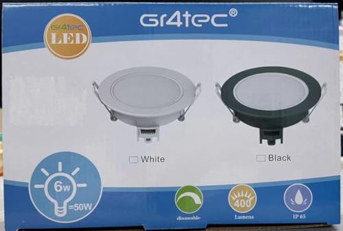 Gr4tec LED Recessed Ceiling Lights Dimmable, 6X 6W LED Downlight 4000K Natural White, Downlights for Ceiling Bathroom IP65 Waterproof, 35mm Ultra-Slim, φ68-80mm Hole Spotlights for Living Room Gr4tec LED Recessed Ceiling Lights Dimmable, 6X 6W LED Downlight 4000K Natural White, Downlights for Ceiling Bathroom IP65 Waterproof, 35mm Ultra-Slim, φ68-80mm Hole Spotlights for Living Room