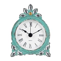 NIKKY HOME Vintage Pewter Quartz Mini Table Clock with Crystal Shining Rhinestone, 2 . 87 x 1 . 37