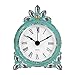 NIKKY HOME Vintage Pewter Quartz Table Clock with Crystal Shining Rhinestone, 2.87 x 1.37 x 3.87 Inches, Aqua