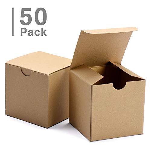 Miniatura 2 de Switory Cajas De Regalo De 50 Piezas Con Tapas, 10x10x10cm Cajas De Regalo De Papel Kraft Para Hacer Manualidades, Magdalenas, Cajas De Cartón Para Dama De Honor, Favor De Boda Marrón