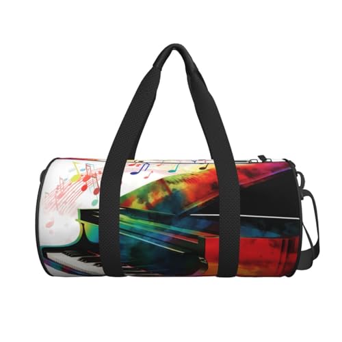 Colorful Piano Keyboard Music Duffle Bag for Women Men Personal Item Travel Bags Canvas Weekender Overnight Bag Lightweight Sports Tote Gym Bags Carry On Luggage Bag2