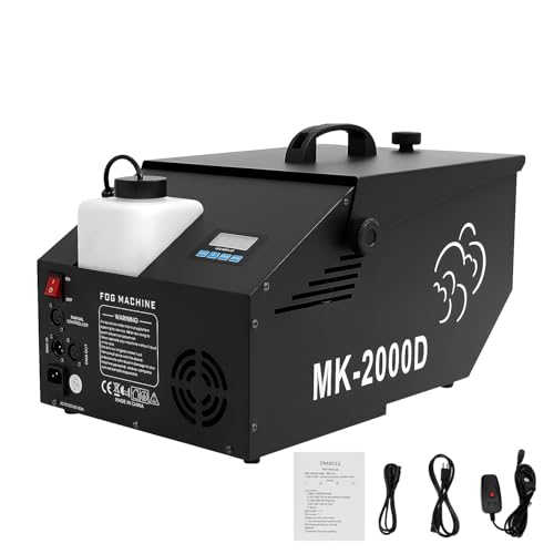 Máquina de niebla baja profesional de 1200 W, niebladora para suelo con control DMX, efecto humo de 860-1076 ft2 / 5000 CFM, con controles manuales, por cable, remoto y DMX, ideal para Halloween, bodas, eventos, bares y escenarios de DJ miniatura 1