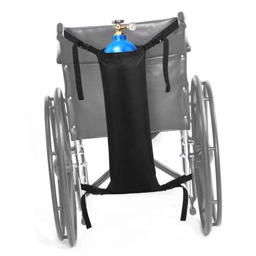 HAPINARY Oxygen Tank Holder for Power Wheelchair Easy to Use Storage Pouch Oxford Fabric Black
