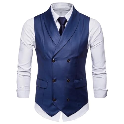 Men's Double-Breasted Slim Fit Suit Waistcoat – Solid Formal Business Sleeveless Vest Plus Size2
