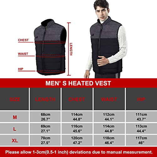 WANFEI Gilet Riscaldato Elettrico con 3 File di Temperatura Regolabile, Riacca Riscaldata con Inserto di Ricarica USB, Gilet Invernale Caldo Lavabile per Uomo per attività all'aperto Fredde - Image 5