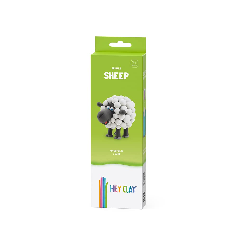 Hey Clay Sheep Modelling Clay Small Set Sheep Modelling Clay for Children in Small Package with 1 Motif with 3 Colours Sheep Figure Sheep Set with Interactive App Non-Toxic