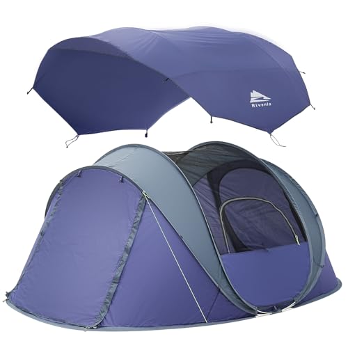 4 Person Easy Pop Up Tent,9.5’X6.6’X52'',Waterproof, Automatic Setup,2 Doors-Instant Family...