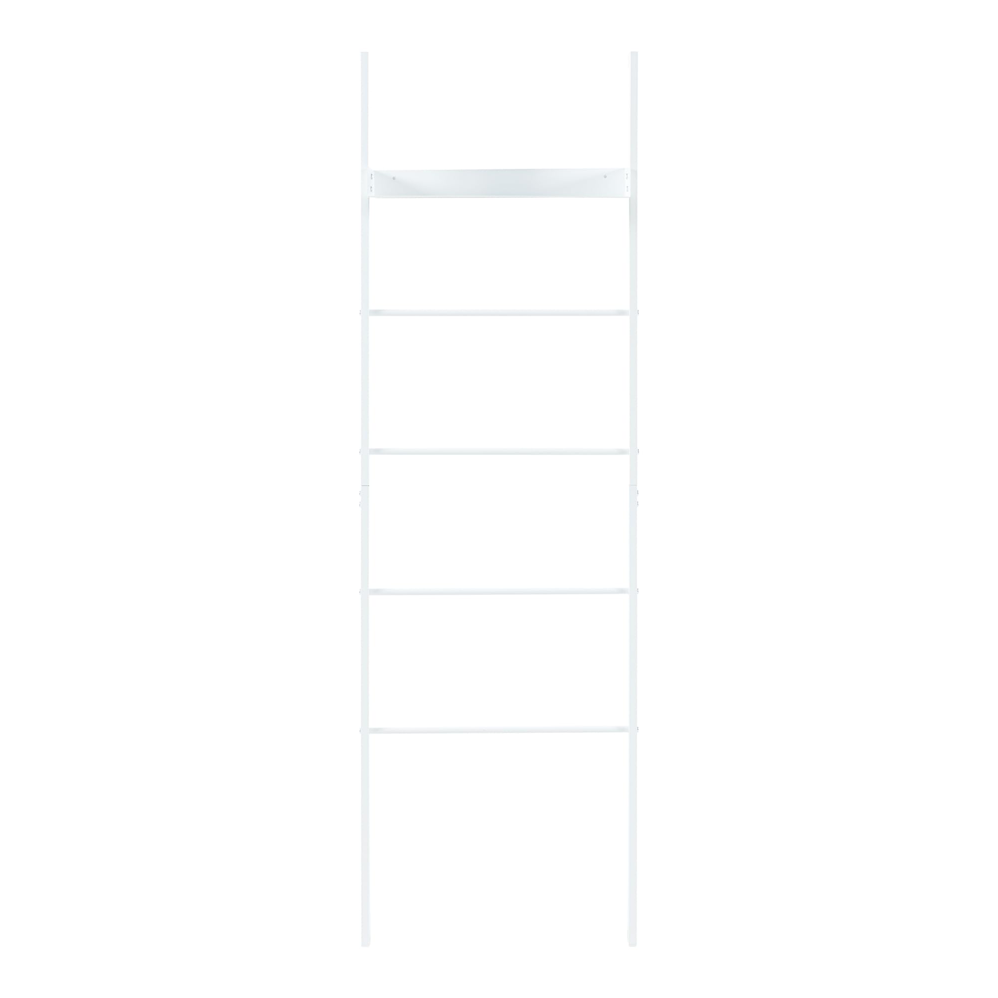 [en.casa] Toallero de Baño Escalera Øksnes con 4 Peldaños y 1 Estante Estantería de 5 Niveles para Colgar Toallas Paños de Cocina Ropa Accesorios Baño de Acero 160x50x27,5cm - Blanco
