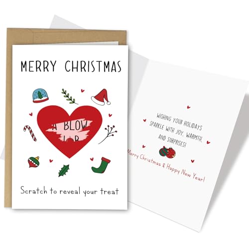 RYYike Funny Scratch Off Christmas Card for Him, Rude Pun Christmas Card for Husband Boyfriend,...