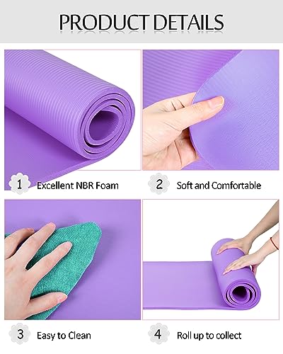 Image of Woanger Yoga Mats (72x24) 3 /8 Inch Thick Exercise Yoga Mat for Home Workout with Strap Non Slip Pilates Gym Supplies for Women Men