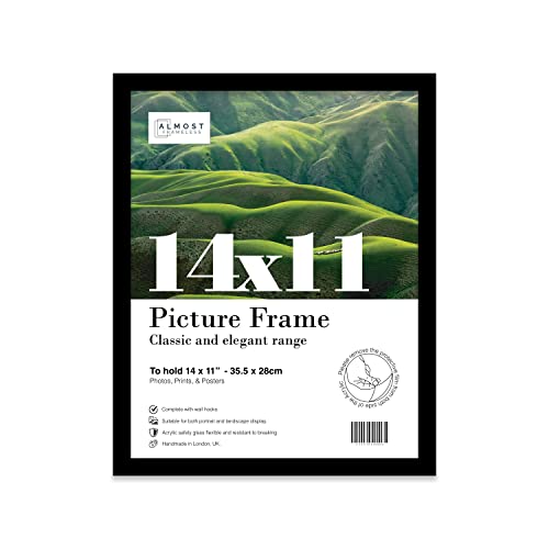 14x11 Inch Black Photo Frame Wall Mountable Picture Frame Standard Photograph Size, 14" X 11" (36 X 28cm)