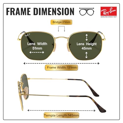 Image of Ray-Ban RB3548N HEXAGONAL FLAT LENSES Square-Round Shape Sunglasses for Men & Women with Official Eyewear Kit