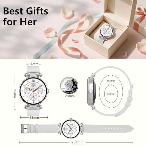 Image of uaue Smart Watches for Women Android iOS, 1.2'' Fitness Trackers with Bluetooth Call (Answer /Make), Smartwatch with Heart Rate,Sleep Monitor, IP68 Waterproof,100+ Sports Mode,White and Silver