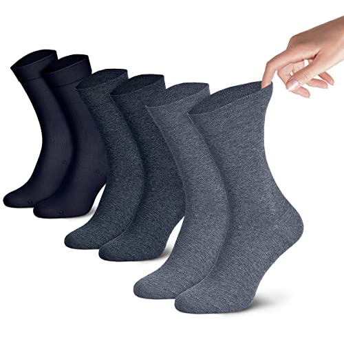 Piarini Damensocken ohne Gummibund 3er Pack - weit dehnbare Socken aus Baumwolle Navy Blau 35 36 37 38 Cover