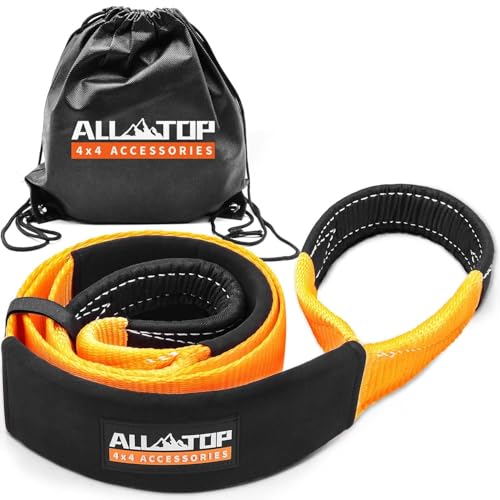 ALL-TOP Tree Saver Strap 3in x 8ft Certified 36000Lbs Break Strength Emergency Recovery Tow Strap Winch Extension Rope with Oversize Carry Bag