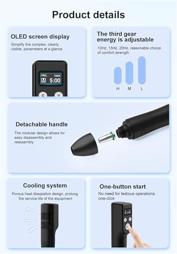 Portable Shockwave Therapy Machine, Handheld Quiet Extracorporeal E-D Shock Wave Therapy Devices, OLED Display, 3-Level Adjustment, for Body Muscle Relaxation
