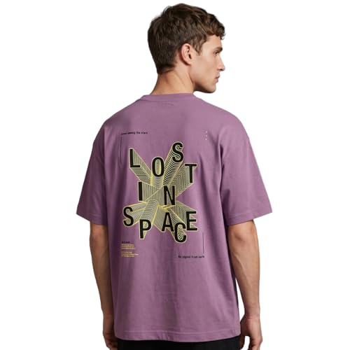 T-shirt homme oversize violet nectar de raisin XL avec imprimé graphique tendance streetwear