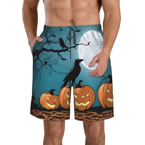 Halloween Pumpkin Men's Quick Dry Beach Shorts Swim Trunks with Pockets Board Shorts