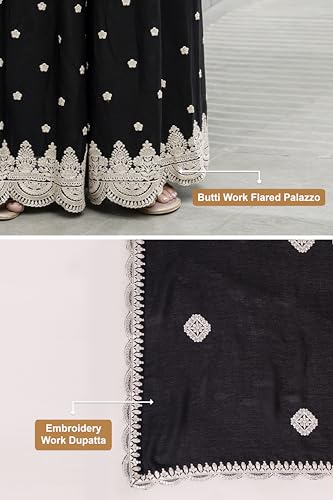 Image of TRENDMALLS Women's Art Silk Embroidery Sequence Work Kurta Palazzo Set with Dupatta Salwar Suit Set For Women