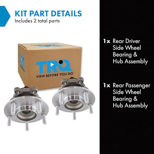 Image of TRQ Rear Left and Right Wheel Bearing and Hub Assembly Set 2 Piece Compatible with 2014-2018 Mazda 3 Japan Built Models 1st VIN Digit J