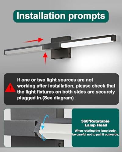 Image of OKELI Modern Bathroom Light Fixtures Over Mirror, 32 Inch Matte Black Vanity Light Bar for Bathroom, 16W 5CCT Diammable Wall Light