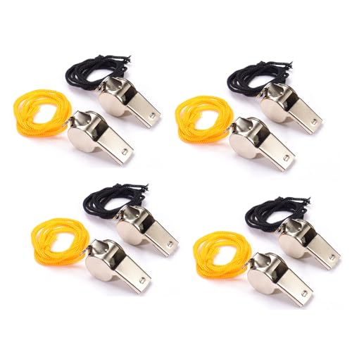 8 silbatos metálicos con cordón para entrenadores miniatura 1