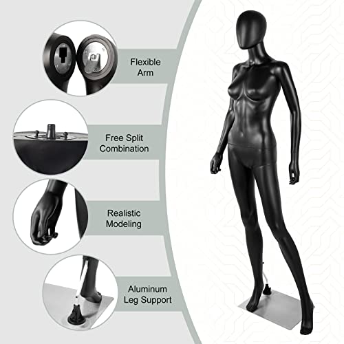 Female Mannequin Full Body Black - 70'' Mannequin Dress Form Display Full Body Mannequin Manikin Torso Stand #TOP3