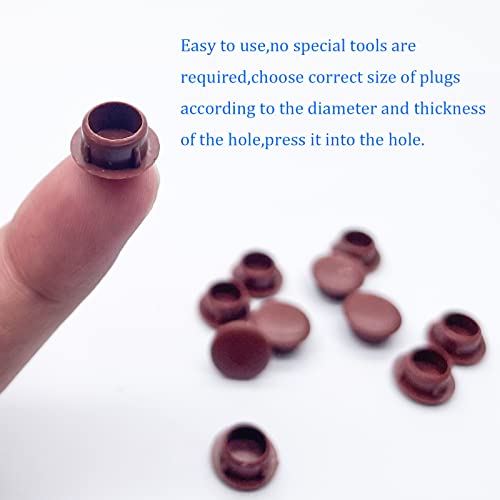 Image of 10mm Brown Round Plastic Flush Type Hole Plugs Furniture Fencing Post Pipe Insert End Caps,for Kitchen Cabinet Furniture Hole(100 Pcs)