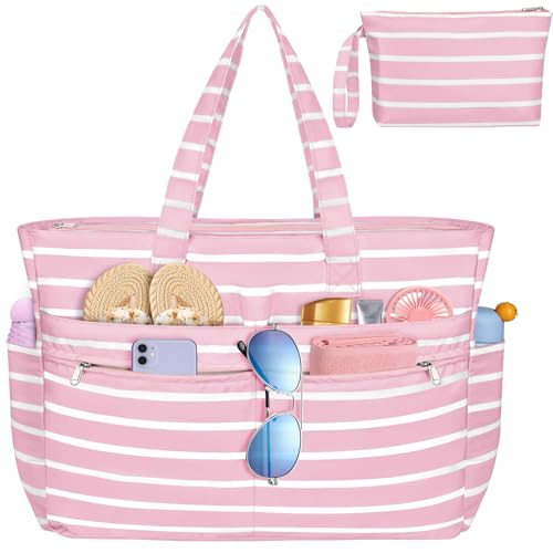 Image of HUANLANG Extra Large Beach Bag Waterproof Beach Totes Bags for Women Men,Pool Bag with Zipper Wet Pocket