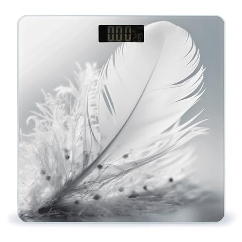 Báscula de baño digital con diseño de plumas blancas miniatura 1
